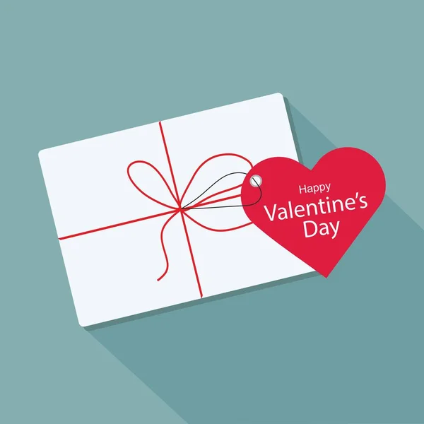 Valentinstag Valentinstag Weiß Geschenkbox Mit Rotem Herz — Stockvektor