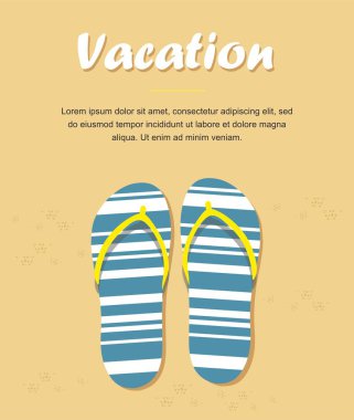 Sahil kumu terlik veya flip floplar. Yaz tatili