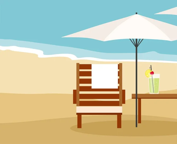 Férias Verão Turismo Chaise Lounge Guarda Chuva Praia — Vetor de Stock