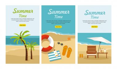 Yaz tatil ve Turizm. Üç Web afiş ayarla