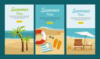 Yaz tatil ve Turizm. Vektör web afiş ayarla