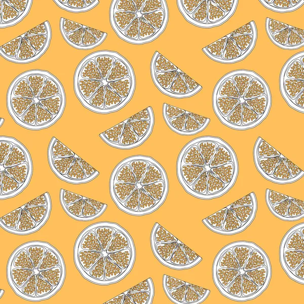 Muster Handgezeichneter Orangenscheiben Vektorillustration — Stockvektor