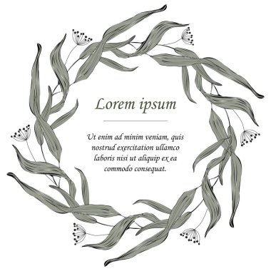 Yeşil dallar ve metin için beyaz bir arka planda yer izole çerçeve çiçek yaprakları