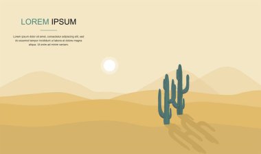 Kaktüs ağacında çöl manzara vektör çizim