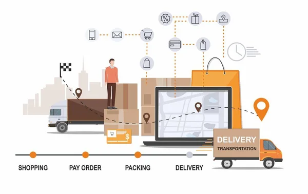 Serviço de entrega. Logística empresarial. Infográfico —  Vetores de Stock