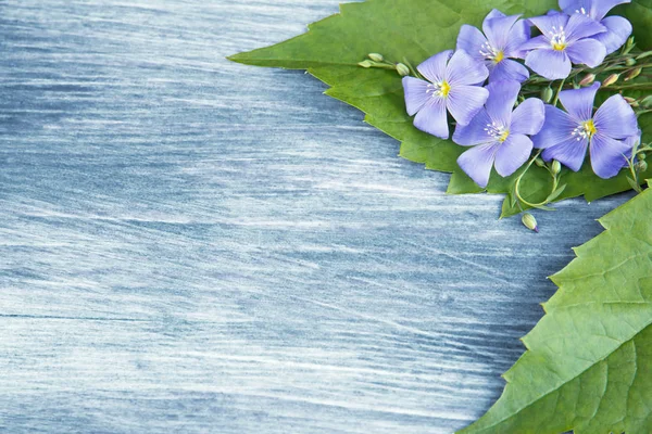 Mavi çiçekli ahşap arka plan