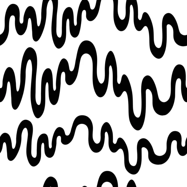 Modèle vectoriel sans couture. Lignes ondulées horizontales dessinées à la main noires sur le fond blanc . — Image vectorielle