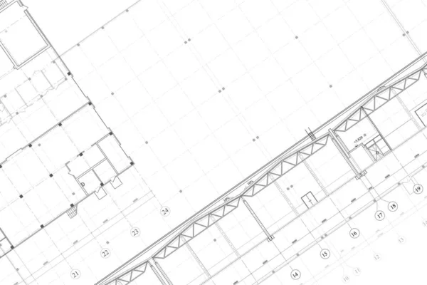 Desenho técnico arquitectónico do edifício industrial — Fotografia de Stock