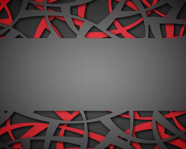 Kırmızı ve siyah soyut geometrik arkaplan. Düzensiz eğri çizgiler