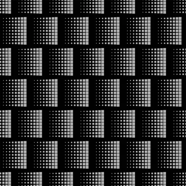 Farklı boyutlarda tekrarlanan gri kareli siyah geometrik doku