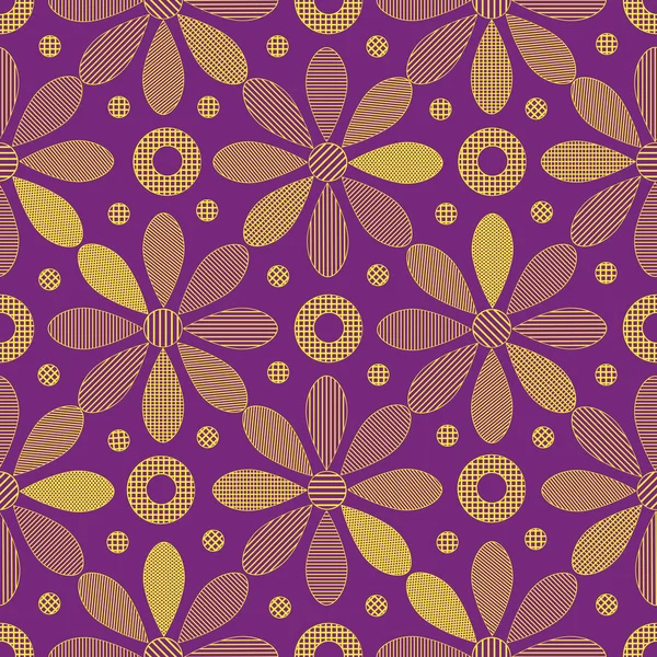 Bir sürü mor zemin üzerine süs sarı çiçek ile kesintisiz dokular