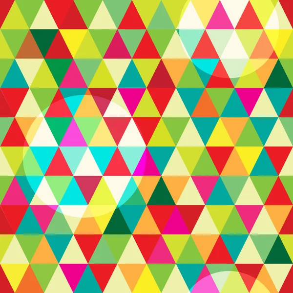 Patrón sin costura de alta resolución con triángulos y círculos geométricos abstractos de colores — Vector de stock