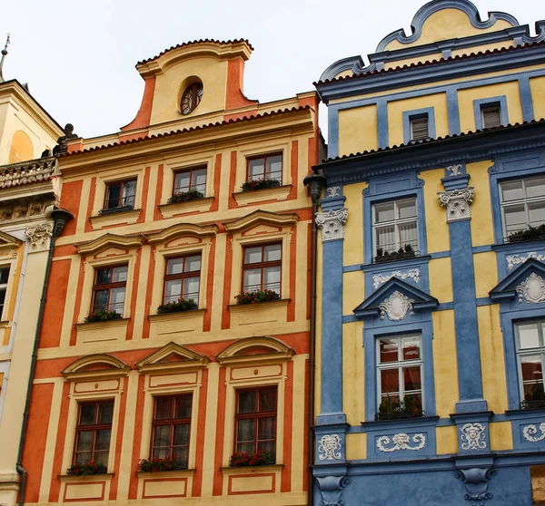 Typical facades of houses in the city center of Prague,Czech Republic. Prague is considered one of the most beautiful cities in Europe and the historical center is on the UNESCO World Heritage List.