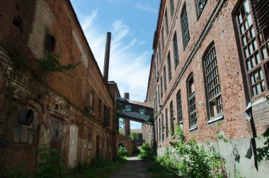 19. yüzyılda inşa edilmiş bir tahrip kumaş fabrikası. Ivanovo bölgenin, Orta Rusya.