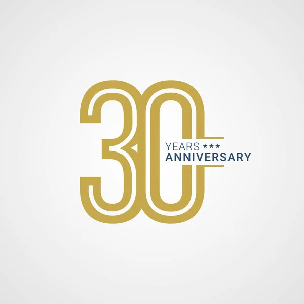 黄金のバッジ30周年記念ゴールドスタイルベクトルイラスト — ストックベクタ
