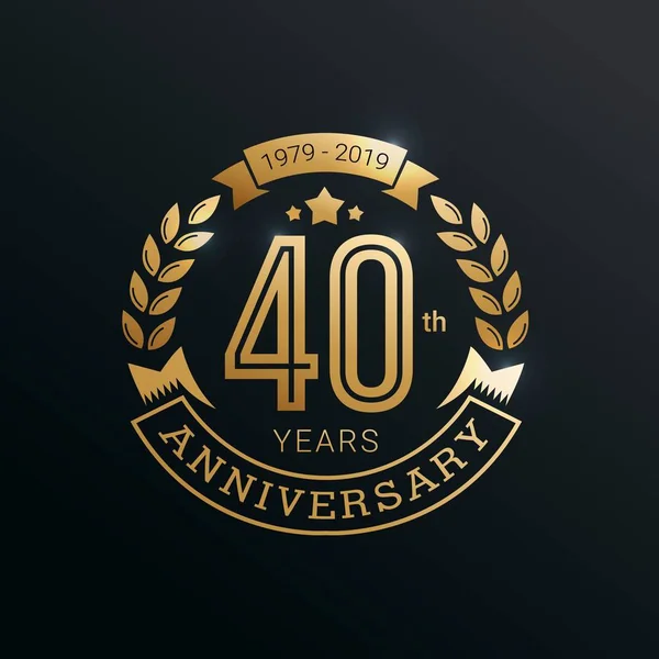 Aniversario Insignia Oro Años Con Estilo Oro Vector Ilustración — Archivo Imágenes Vectoriales