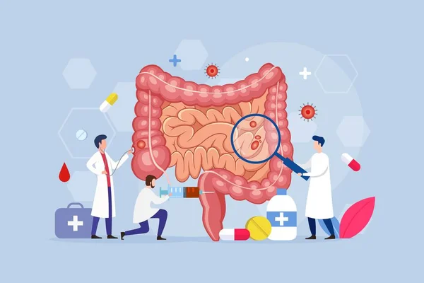 Proceso Moderno Concepto Diseño Del Tratamiento Enfermedad Los Órganos Internos — Vector de stock