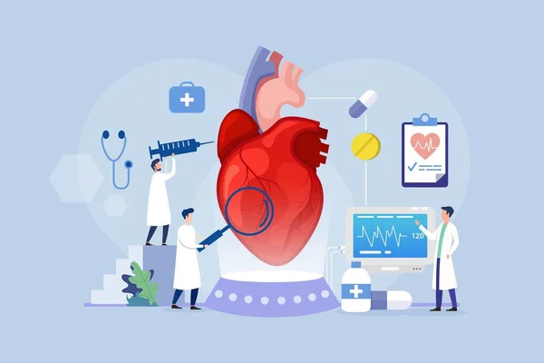 Modern process Heart inner organs disease treatment design concept with Tiny People Character Vector Illustration — Stock Illustration Modern Process Heart Inner Organs Disease Treatment Design Concept Tiny Stock Illustration