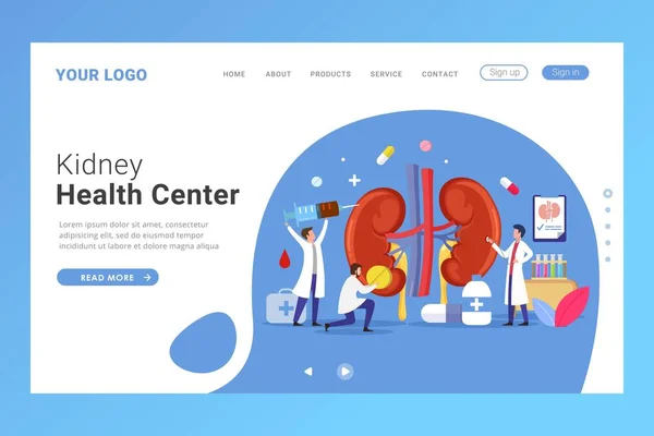 Modelo Página Destino Para Conceito Design Centro Saúde Renal Ilustração — Vetor de Stock