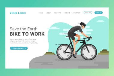 Bisiklet iniş sayfası şablonu tasarım konsepti çizimi