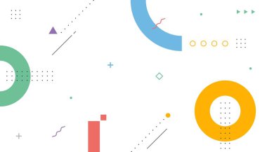 Kapak, dergi, broşür, poster için uygun geometrik soyut şekilli Memphis tarzı arkaplan tasarımı.