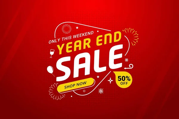 New Year Sale Discount Banner Template Promotion Design Business — Stock Vector