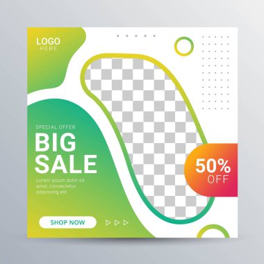 Sosyal Medya, Banner reklam işi tanıtımı dijital pazarlama şablonu