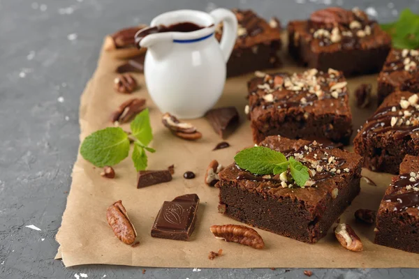 Csokoládé brownie dióval — Stock Fotó