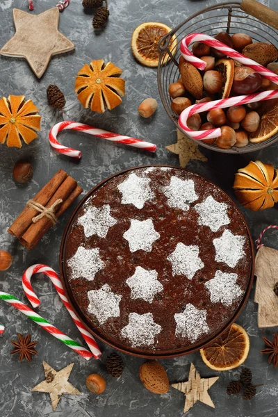 Torta di frutta tradizionale di Natale — Foto Stock