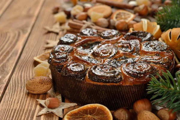 Torta di Natale con semi di papavero — Foto Stock