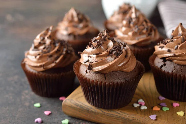 Chocolate cupcakes close up — Stock Photo, Image