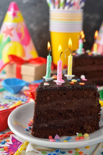 Chocolate birthday cake Royalty Free Stock Images