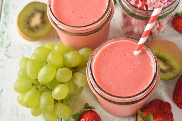 Strawberry smoothies close up — Stock Photo, Image