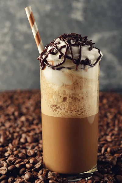 Cold frappe coffee with cream — Stock Photo, Image