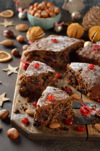 Torta di frutta tradizionale inglese di Natale — Foto Stock