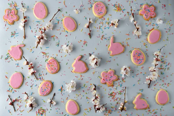 Dolci Pasquali Decorazioni Sfondo Grigio — Foto Stock