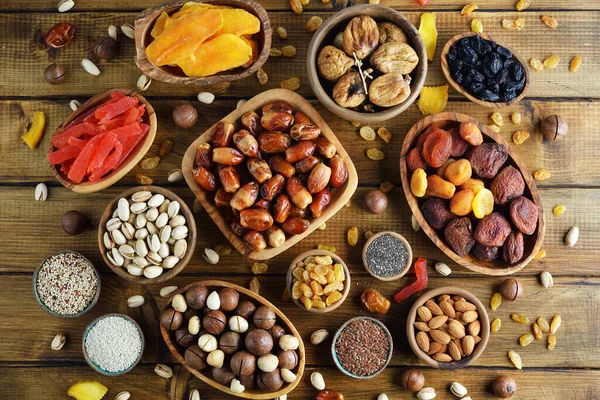 Varios Ingredientes Para Nutrición Dieta Sobre Fondo Marrón — Foto de Stock