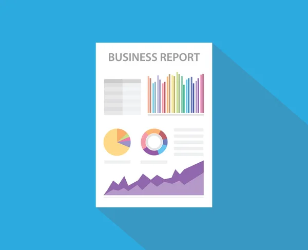 Rapport d'activité avec document papier et graphique et tableau de données — Image vectorielle