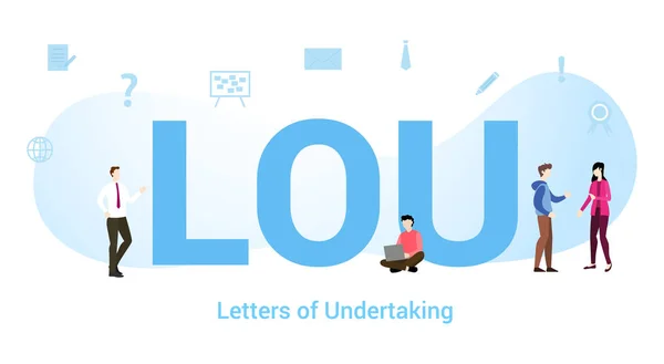 Lettres Lou Concept d'entreprise avec grand mot ou texte et équipe avec style plat moderne - vecteur — Image vectorielle