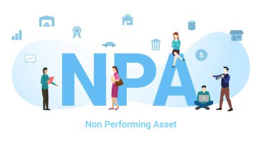 npa non performing asset concept with big word or text and team people with modern flat style - vector clipart