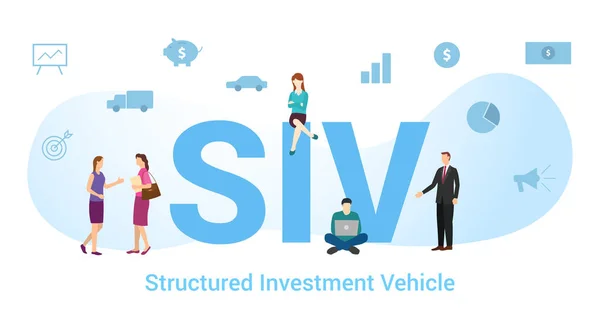 Siv gestructureerd beleggingsvehikel concept met groot woord of tekst en team mensen met moderne platte stijl - vector — Stockvector