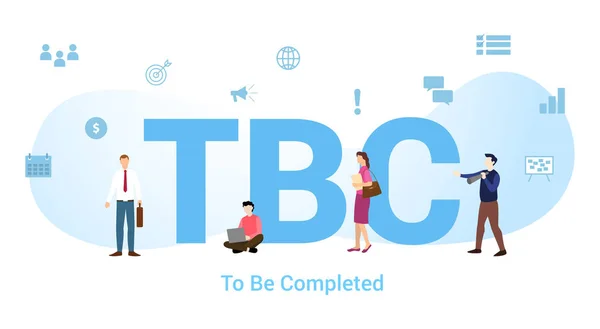 Tbc para ser completado concepto con gran palabra o texto y equipo de personas con estilo plano moderno - vector — Vector de stock