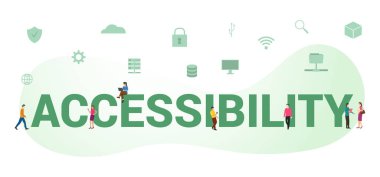 erişilebilirlik veri belgesi konsepti büyük kelime veya metin ile ve modern düz biçimli takım insanları - vektör