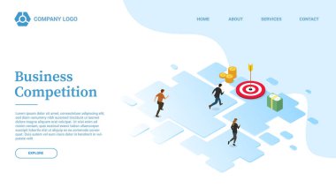 işletme finans yarışması web sitesi şablonu veya izometrik biçimli ana sayfa