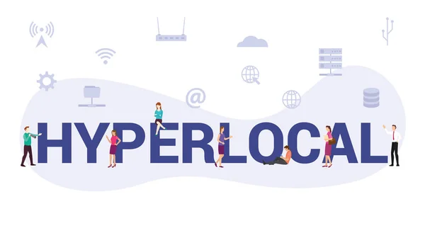 Conceito Hiperlocal Hiperlocal Com Palavra Grande Texto Pessoas Equipe Com — Vetor de Stock