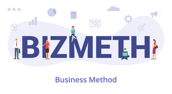 Bizmeth Méthodologie Entreprise Concept Méthode Avec Grand Mot Texte Les — Image vectorielle