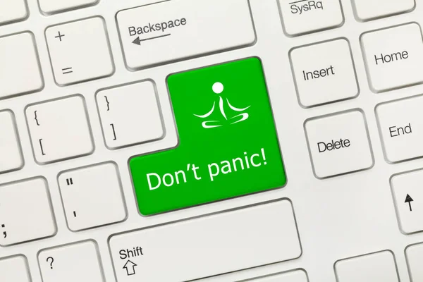 Close View White Conceptual Keyboard Panic Green Key — Stock Photo, Image