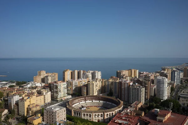 Aerial view of Malagueta district and La Malagueta Bullring in M — Stock Photo, Image