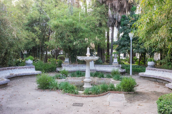 water fountain in a park in Malaga, Spain, Europe