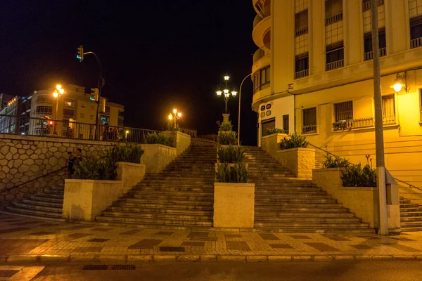 Spanish steps in the city of Malaga at Night, Spain, Europe — Stock Photo, Image